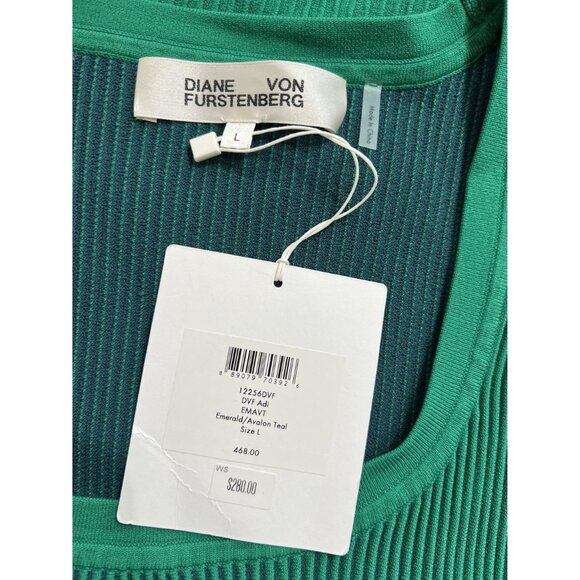 Diane von Furstenberg Adi Mini Dress in Emerald & Avalon Teal - Picture 5 of 5